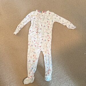 Magnetic Me Modal Kids White Footed One-Piece Pajamas with Animal Print